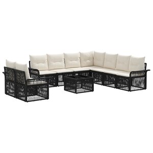vidaXL Ensemble de canapé de jardin 10 pc Noir polyrotin