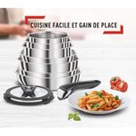 SEB L953SK04 COMPACT Batterie de cuisine 20 pieces inox induction, Poeles, Casseroles, Sauteuse, Couvercles, Spatules, Poignées