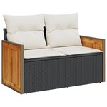 vidaXL Salon de jardin 5 Pièces avec coussins noir résine tressée