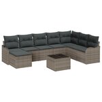 vidaXL Ensemble de canapé de jardin 8 pièces avec coussins en rotin synthétique noir