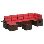 vidaXL Salon de jardin 8 Pièces avec coussins marron résine tressée