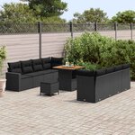 vidaXL Ensemble de canapé de jardin 11 Pièces Noir polyrotin