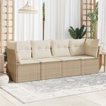 vidaXL Salon de jardin avec coussins 4 Pièces beige résine tressée