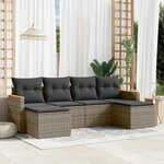 vidaXL Salon de jardin 6 Pièces avec coussins gris résine tressée