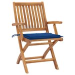 vidaXL Chaises de jardin lot de 2 et coussins bleu royal Bois de teck