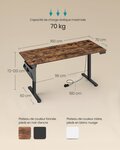 Bureau électrique assis-debout bureau réglable en hauteur 60 x 120 x (72-120) cm 4 hauteurs mémorisables pochette de rangement pour bureau 12_0004582