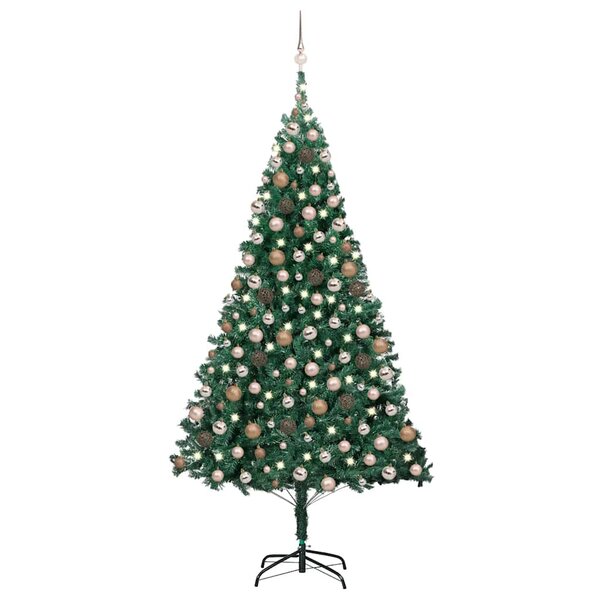 vidaXL Arbre de Noël artificiel pré-éclairé et boules vert 210 cm PVC
