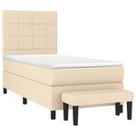 vidaXL Sommier à lattes de lit avec matelas Crème 90x200 cm Tissu