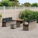 vidaXL Ensemble de canapé de jardin 9 Pièces Gris polyrotin