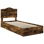 vidaXL Lit de Rangement Chêne fumé 90 x 200 cm Bois d'ingénierie