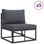 vidaXL Ensemble de canapé de jardin 7 pc Noir Aluminium