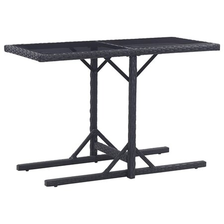 vidaXL Table de jardin Noir 110x53x72 cm Verre et résine tressée