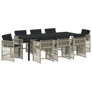 vidaXL Ensemble de salle à manger pour jardin 9 Pièces Gris clair