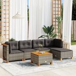 vidaXL Salon de jardin 6 Pièces avec coussins gris résine tressée