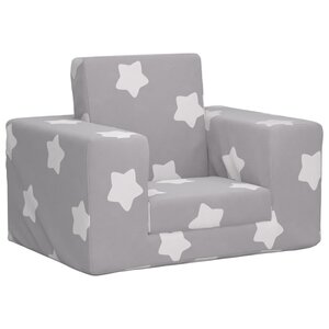 vidaXL Canapé-lit pour enfants Gris clair avec étoiles Peluche douce