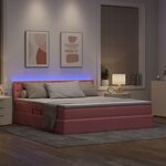 vidaXL Lit de rangement LED avec matelas Rose 160 x 200 cm Velours