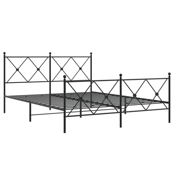 vidaXL Cadre de lit métal avec tête de lit/pied de lit noir 150x200 cm