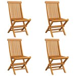 vidaXL Chaises de jardin et coussins gris lot de 4 Bois de teck massif