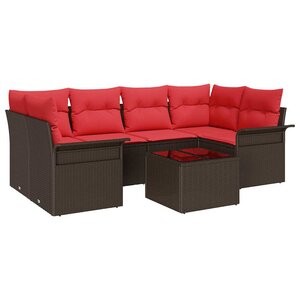 vidaXL Ensemble de canapé de jardin 7 Pièces Marron polyrotin