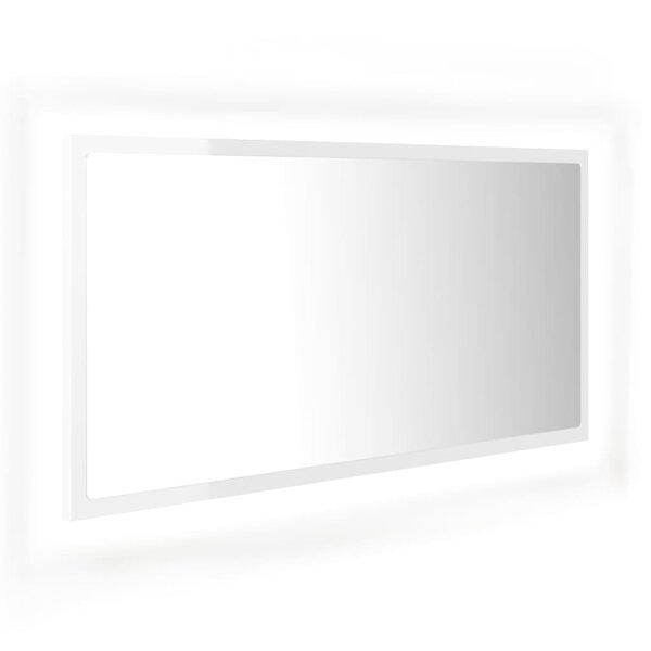 vidaXL Miroir à LED de bain Blanc brillant 90x8 5x37 cm Acrylique