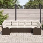 vidaXL Ensemble de canapé de jardin 7 Pièces Marron Poly Rattan