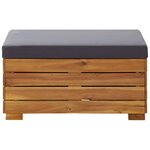 vidaXL Repose-pied sectionnel 1 pc avec coussin Bois d'acacia solide