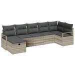 vidaXL Ensemble de canapé de jardin 7 Pièces Gris clair Poly rotin