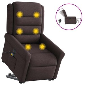 vidaXL Fauteuil inclinable de massage électrique Marron foncé Tissu