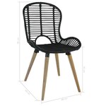 vidaXL Chaises à manger lot de 6 noir rotin naturel