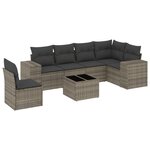 vidaXL Salon de jardin avec coussins 7 Pièces gris résine tressée
