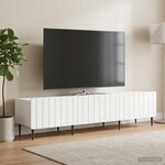 vidaXL Meuble TV Blanc brillant 147 x 34 5 x 32 cm Bois d'ingénierie