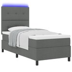 vidaXL Lit à ressorts avec matelas et LED Gris foncé 90x200 cm en Tissu