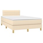 vidaXL Sommier à lattes de lit avec matelas LED Crème 120x200 cm Tissu