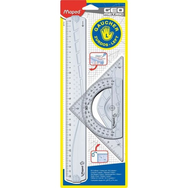 MAPED - Kit de 3 pieces de traçage Geometric - Pour gaucher