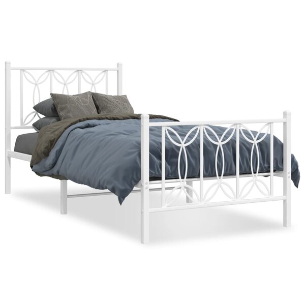 vidaXL Cadre de lit métal sans matelas avec pied de lit blanc 90x200cm