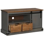 vidaXL Meuble TV HALDEN porte coulissante gris 110x40x60cm bois massif