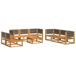 vidaXL Ensemble de canapés de jardin 9 pièces avec coussins en bois d'acacia et corde