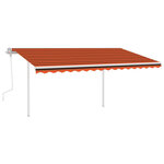 vidaXL Auvent manuel rétractable avec poteaux 4 5x3 m Orange et marron