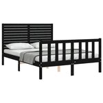 vidaXL Cadre de lit avec tête de lit noir 140x190 cm bois massif