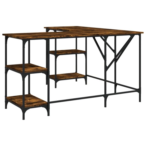 vidaXL Bureau chêne fumé 139x139x75 cm bois d'ingénierie
