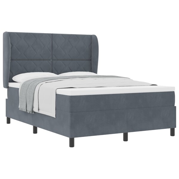 Lit Box Spring vidaXL avec Matelas Gris Foncé 160x200 cm Velours