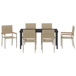 vidaXL Ensemble de salle à manger pour jardin 7 Pièces Beige Poly rotin