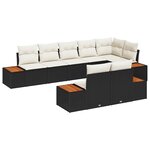 vidaXL Ensemble de canapé de jardin avec coussin 8 Pièces Noir Poly rotin
