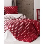 Parure de lit - housse de couette 220 x 240 + 2 taies d'oreiller 60 x 60 coton renforcé - Rouge