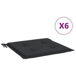 vidaXL Coussins de chaise jardin lot de 6 noir 50x50x4 cm tissu oxford