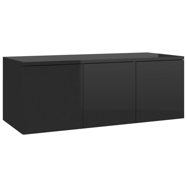 vidaXL Meuble TV Noir brillant 80x34x30 cm Aggloméré