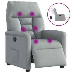 vidaXL Fauteuil de massage inclinable électrique gris clair tissu