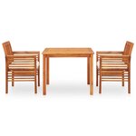 vidaXL Ensemble à manger d'extérieur 3 Pièces et coussins Acacia solide