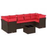 vidaXL Salon de jardin 8 Pièces avec coussins marron résine tressée
