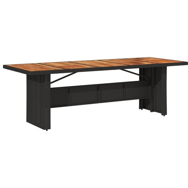vidaXL Table de jardin et dessus en bois d'acacia noir résine tressée